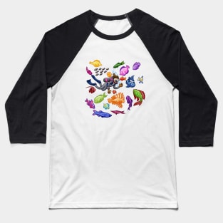 Scuba Diving with Fish Baseball T-Shirt